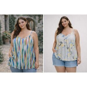 Torrid Blouse Top Size 2 Bundle Floral Rainbow Boho Summer Flowy Pastel Cottage